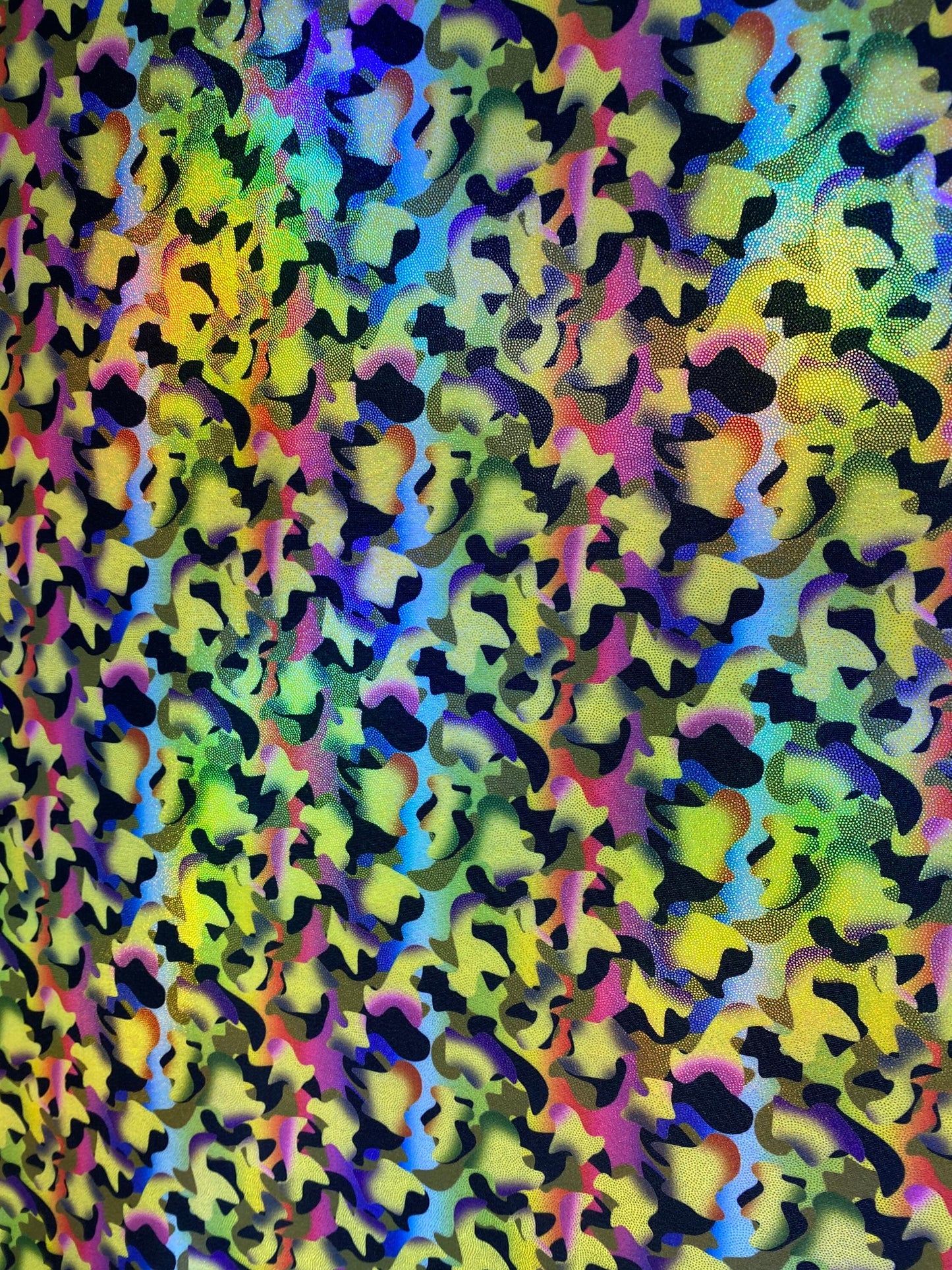 New 3D Digital foil print camouflage army design hologram spandex with foil print on nylon spandex 4-way stretch 58/60” Sold by the YD.