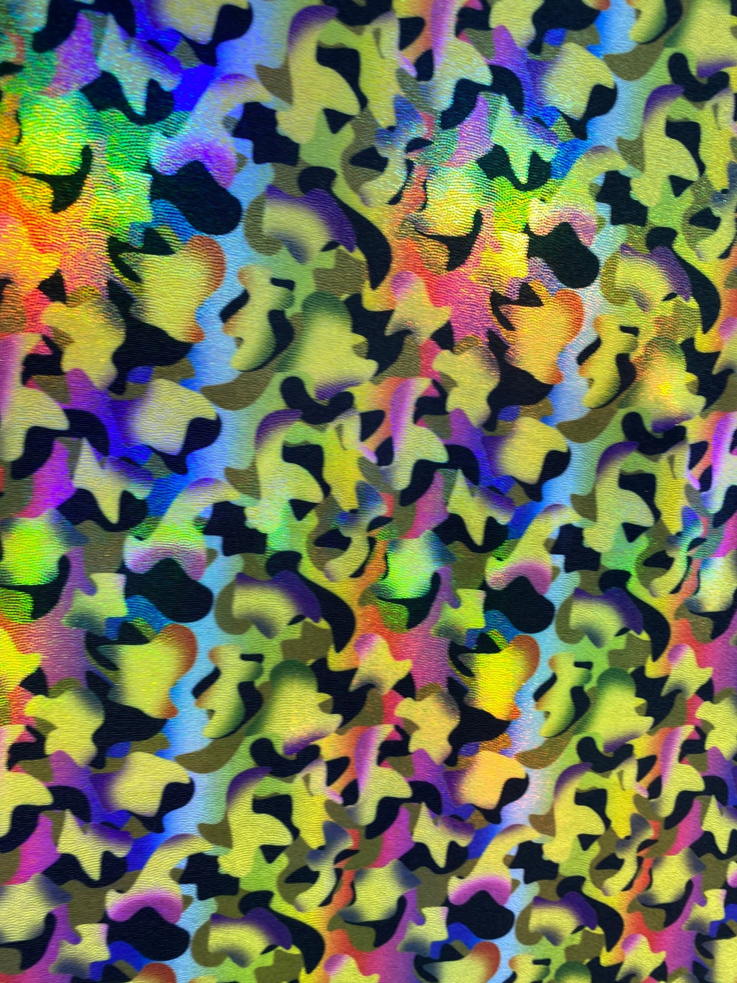 New 3D Digital foil print camouflage army design hologram spandex with foil print on nylon spandex 4-way stretch 58/60” Sold by the YD.