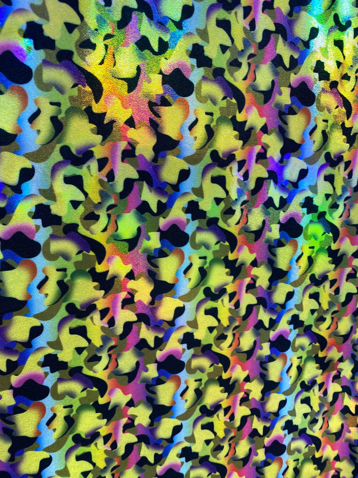 New 3D Digital foil print camouflage army design hologram spandex with foil print on nylon spandex 4-way stretch 58/60” Sold by the YD.