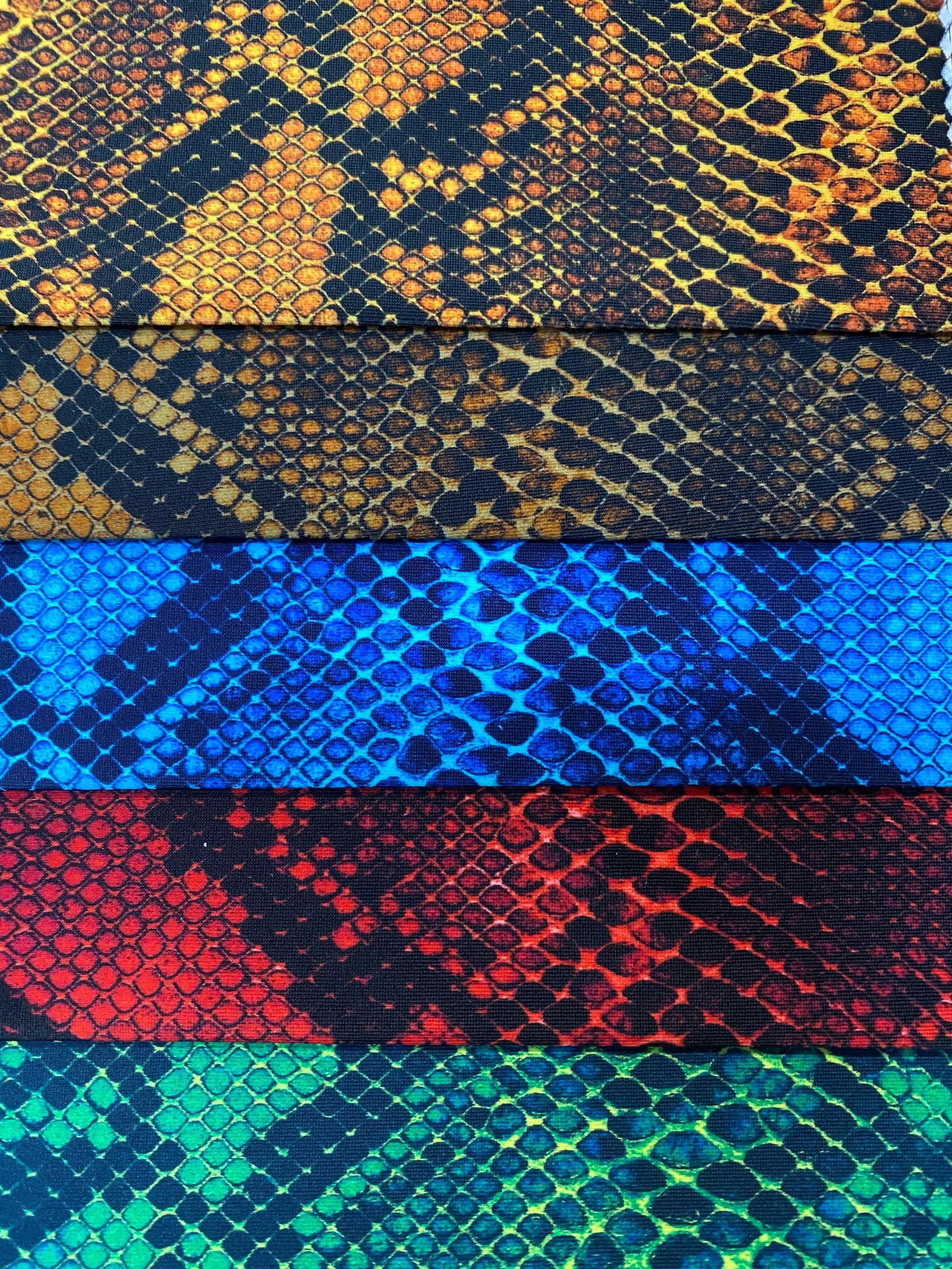 Exotic Serpent design digital print on best quality of nylon spandex 4-way stretch 58/60” Sold by the YD. Ships worldwide from Los Angeles