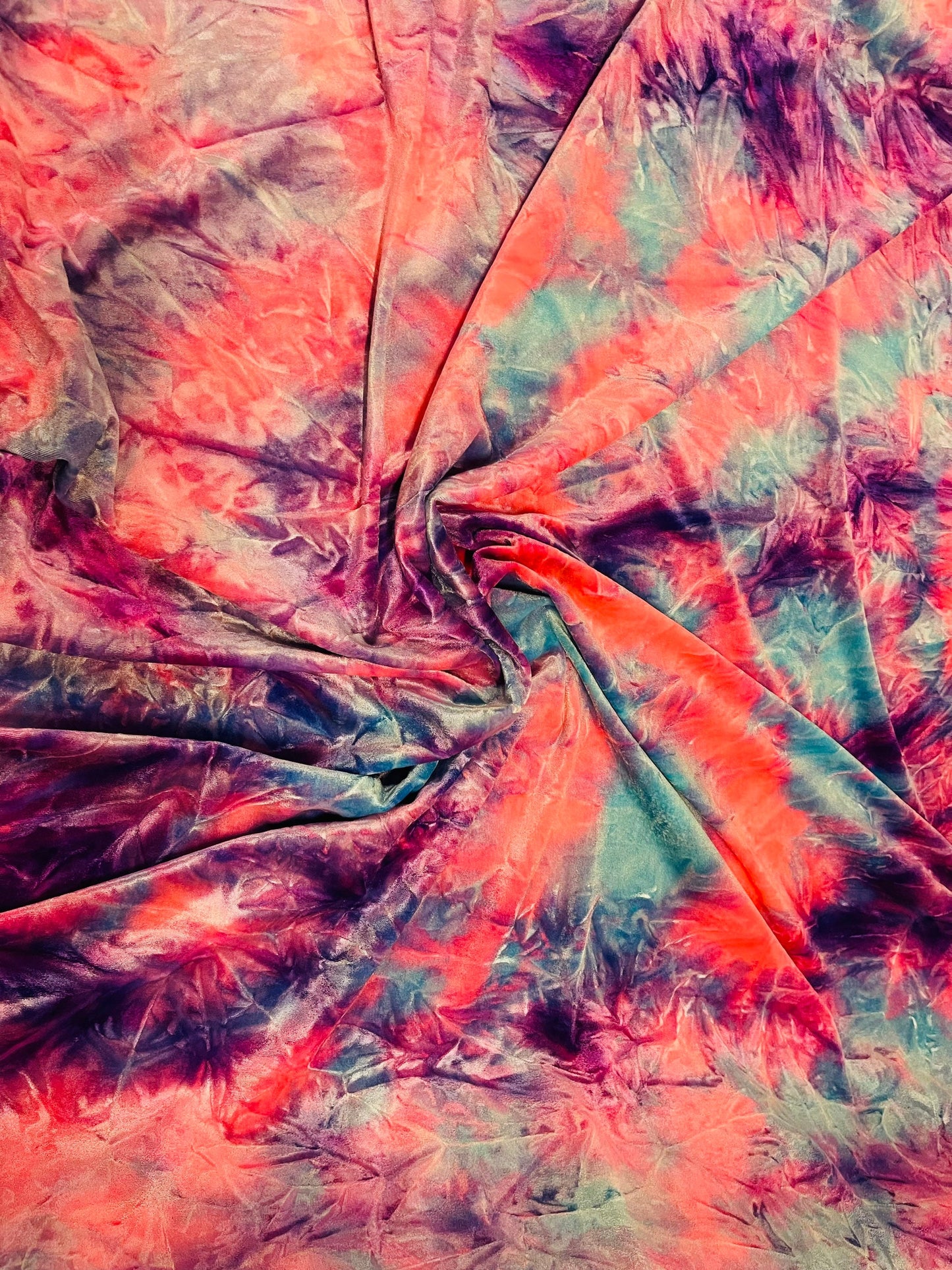 New Vivid cotton candy Luxury tie dye velvet best quality 4-way stretch 58/60” Sold by the YD. Ships Worldwide from Los Angeles California