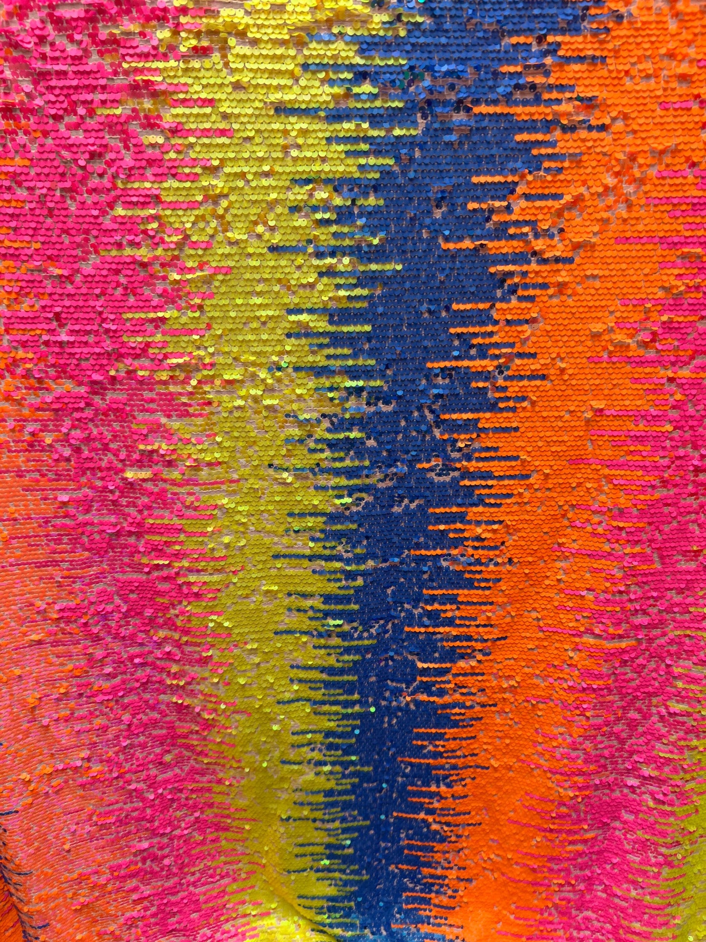 New iridescent rainbow multicolor sequins all over on spandex base 2way 58/60” Sold by the YD. Ships worldwide from Los Angeles California