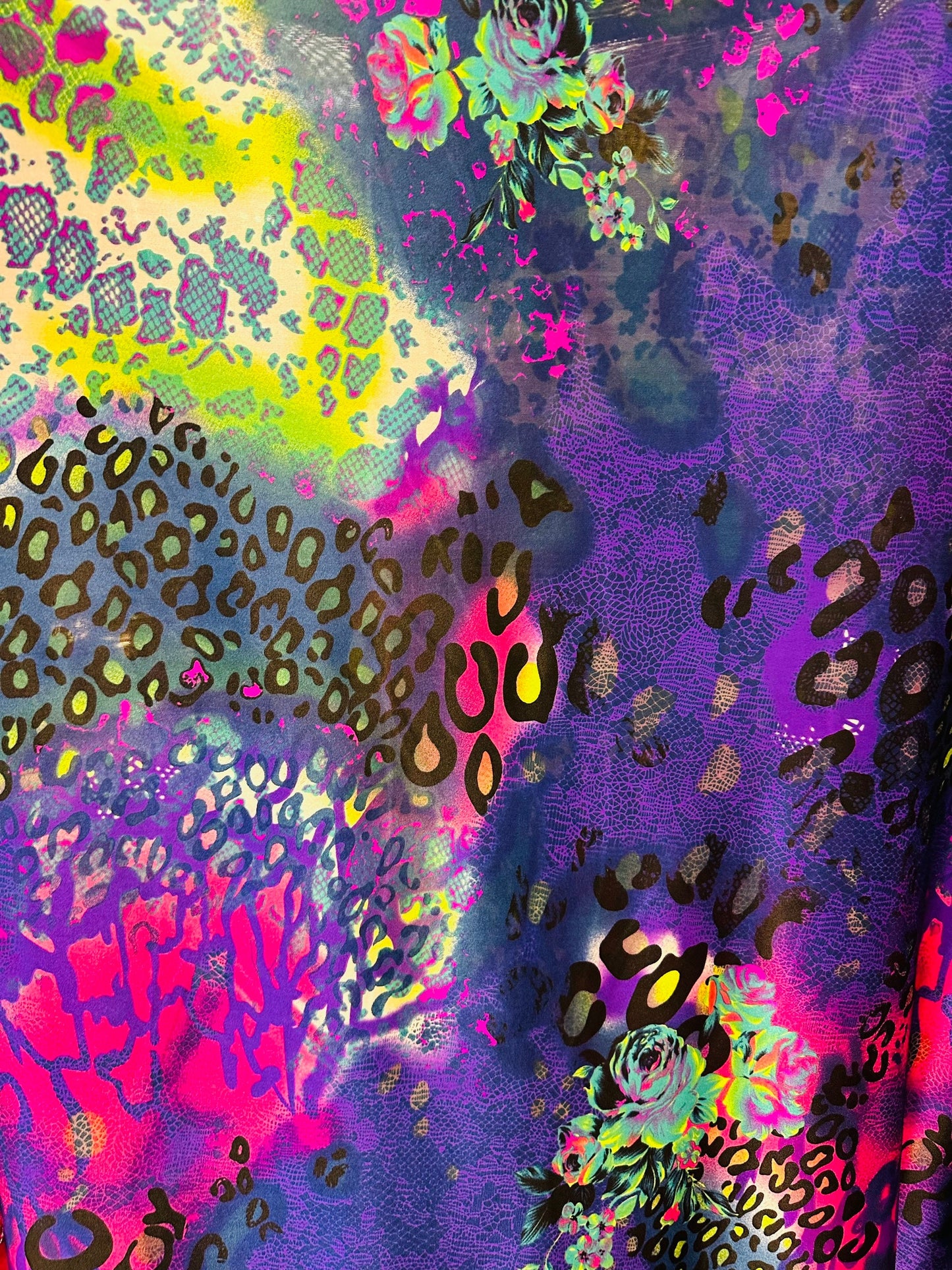 New Exotic Safari design print on spandex satin 2-way stretch light weight 58/60” Sold by the YD. Ships worldwide from L.A