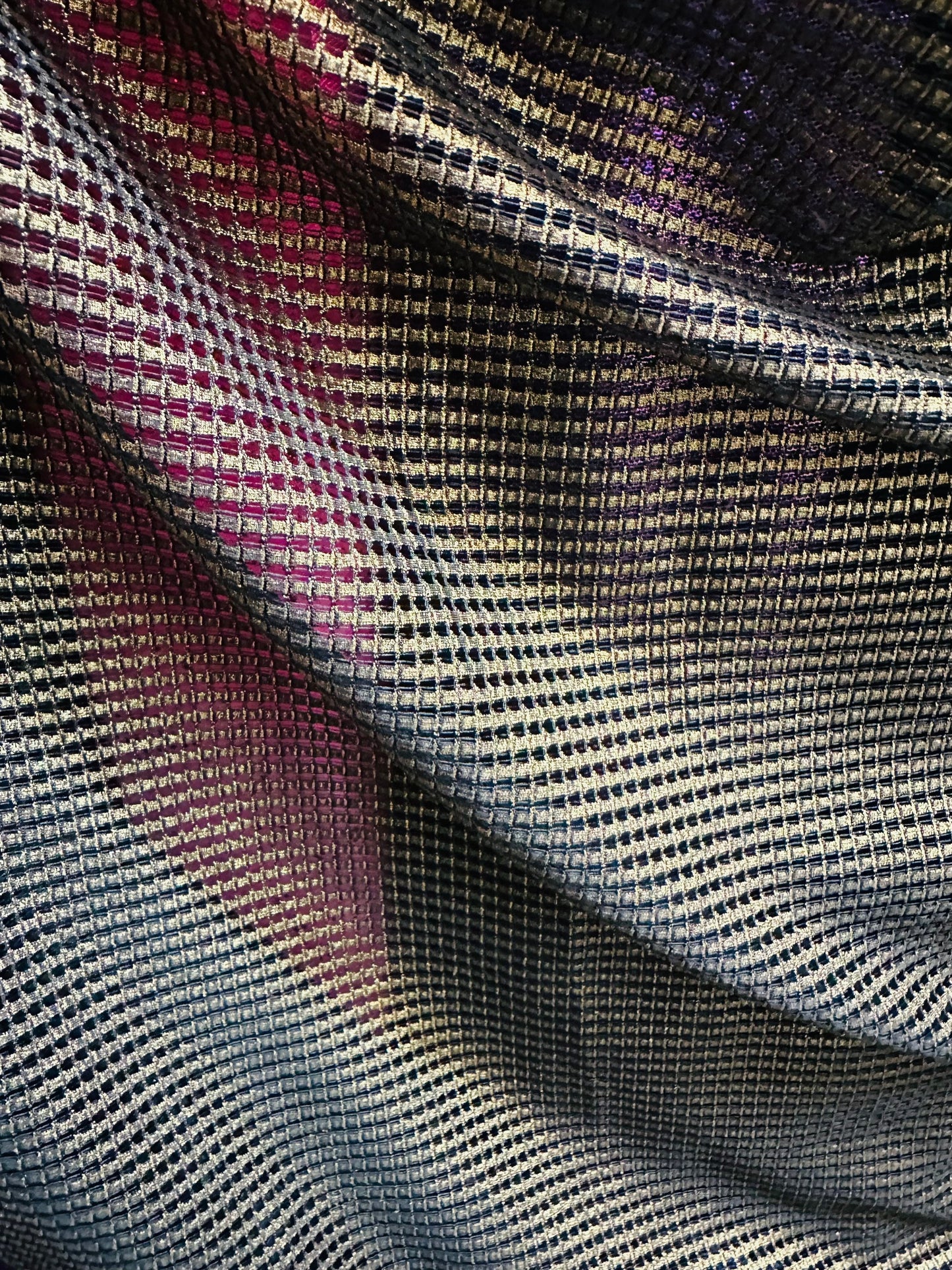 Geometric metallic mesh 2-way stretch black/gold 58/60” Sold by the YD. Ships worldwide from Los Angeles California USA