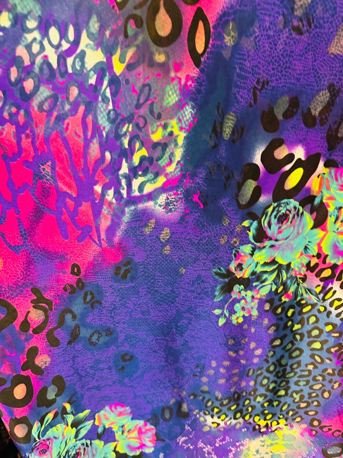 New Exotic Safari design print on spandex satin 2-way stretch light weight 58/60” Sold by the YD. Ships worldwide from L.A