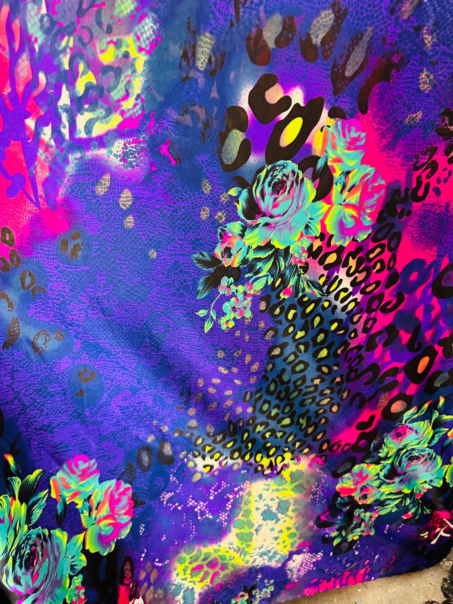 New Exotic Safari design print on spandex satin 2-way stretch light weight 58/60” Sold by the YD. Ships worldwide from L.A