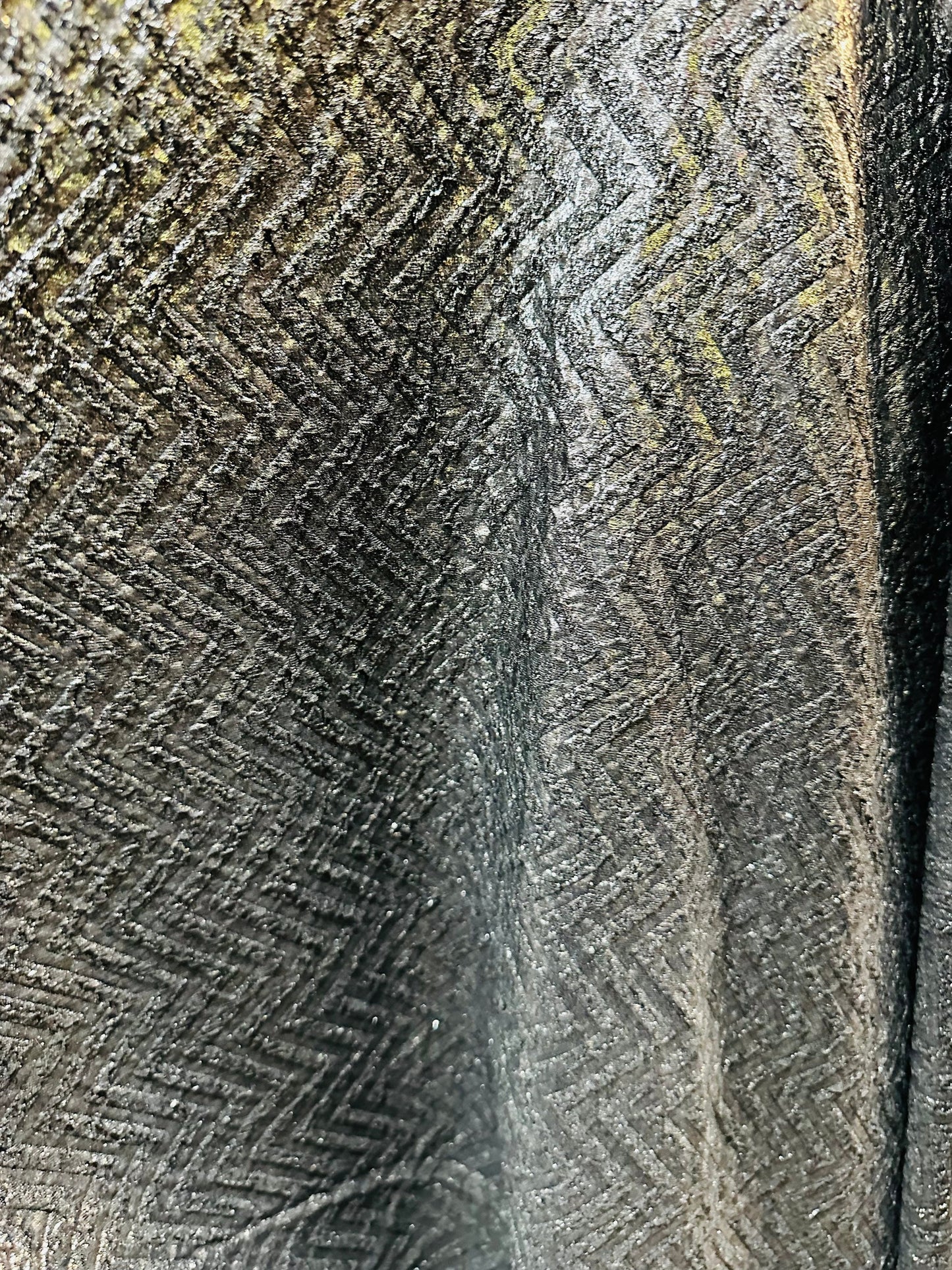 New chevron design on metallic poly spandex 2-way stretch 55/57” Sold By the YD.