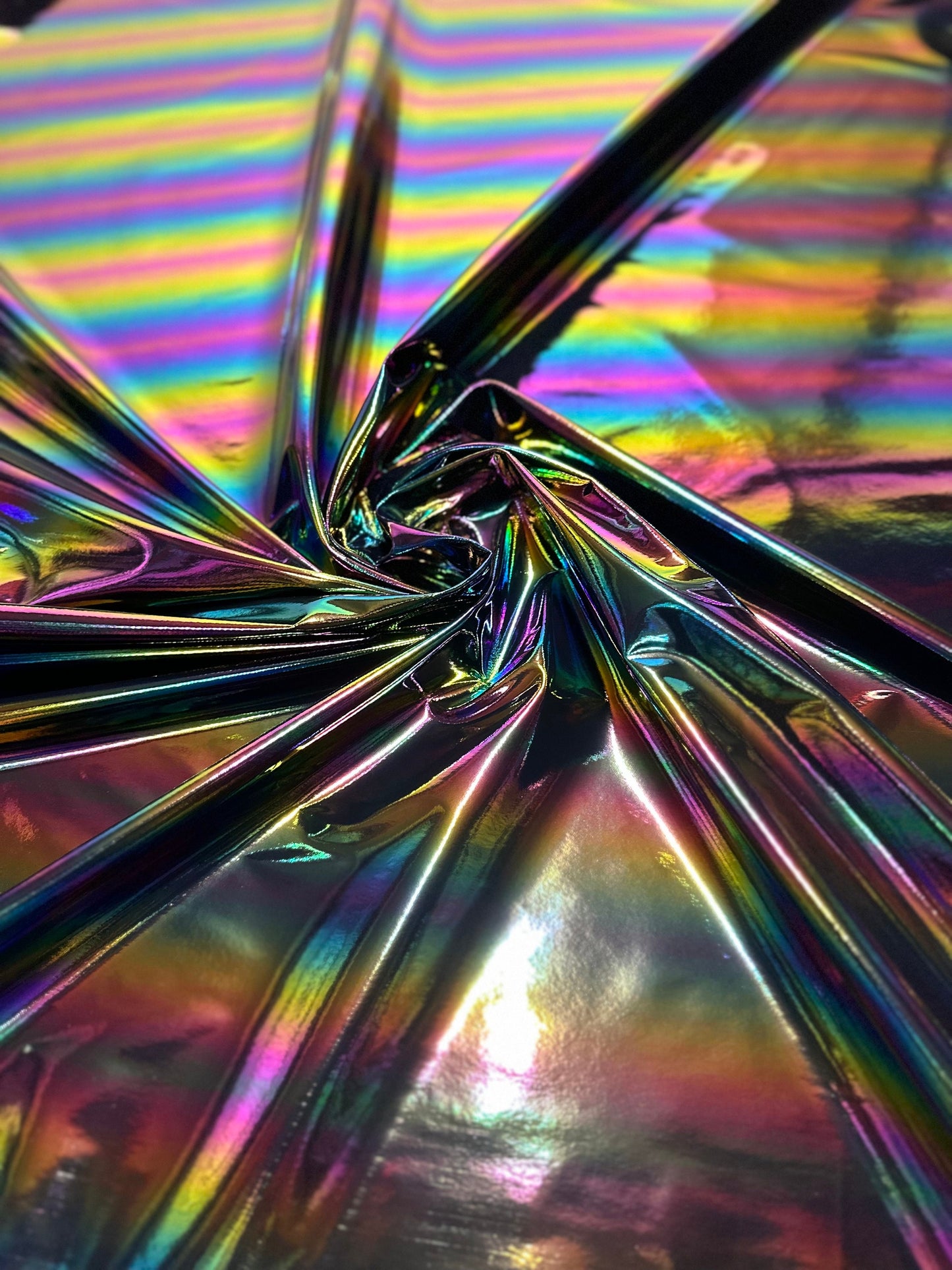 New Iridescent rainbow 2-way stretch vinyl 58/60” luxury fabrics by AlexLAFabrics