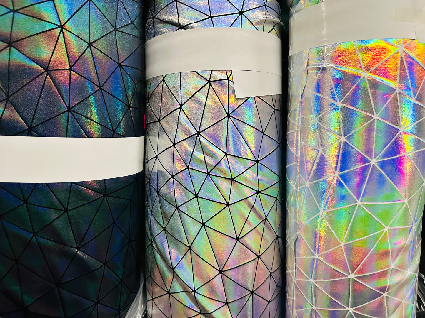 Luxury Geometric Iridescent metallic all over foil nylon spandex 4-way stretch 58/60”