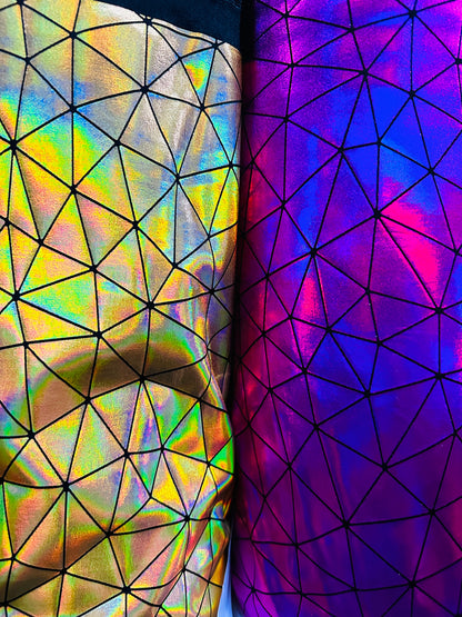 Luxury Geometric Iridescent metallic all over foil nylon spandex 4-way stretch 58/60”