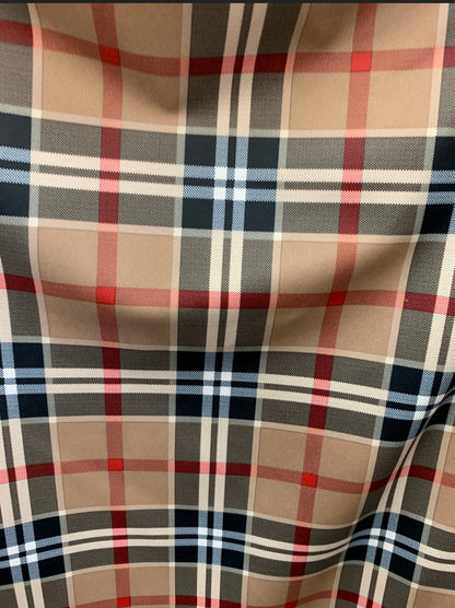 New Fashion Plaid design Taupe/Black print on best quality of nylon spandex 4-way stretch 58/60”