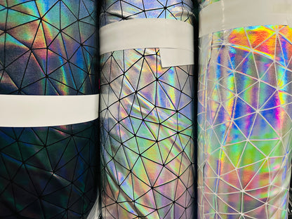 Luxury Geometric Iridescent metallic all over foil nylon spandex 4-way stretch 58/60”