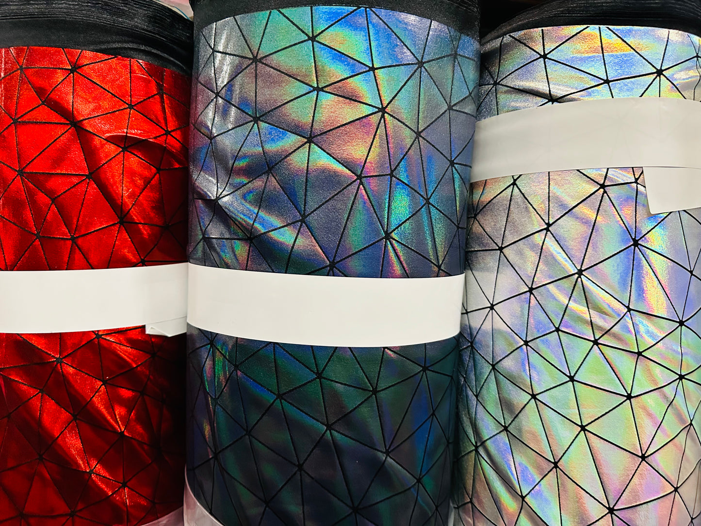 Luxury Geometric Iridescent metallic all over foil nylon spandex 4-way stretch 58/60”