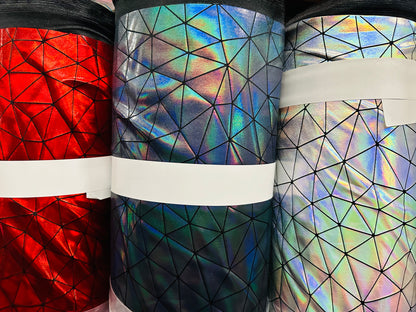 Luxury Geometric Iridescent metallic all over foil nylon spandex 4-way stretch 58/60”