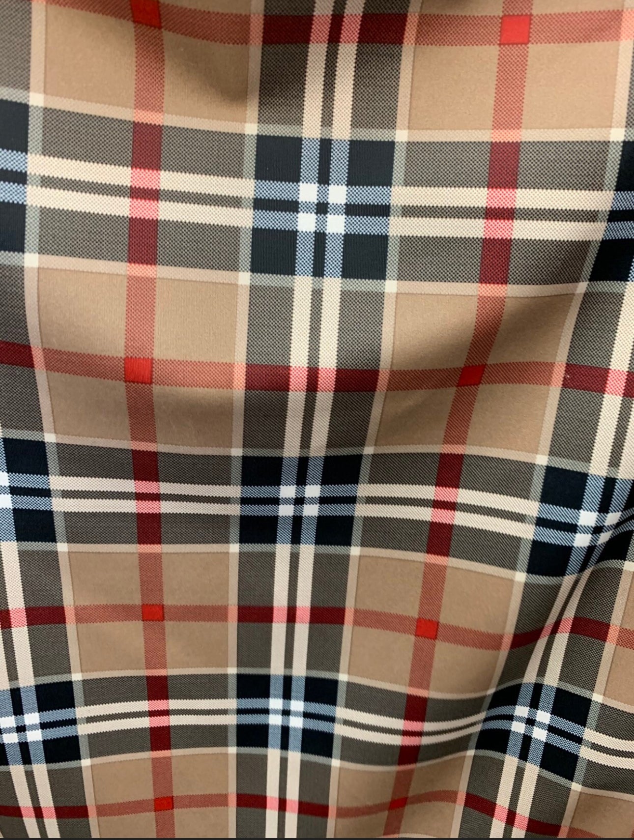 New Fashion Plaid design Taupe/Black print on best quality of nylon spandex 4-way stretch 58/60”