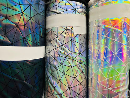 Luxury Geometric Iridescent metallic all over foil nylon spandex 4-way stretch 58/60”