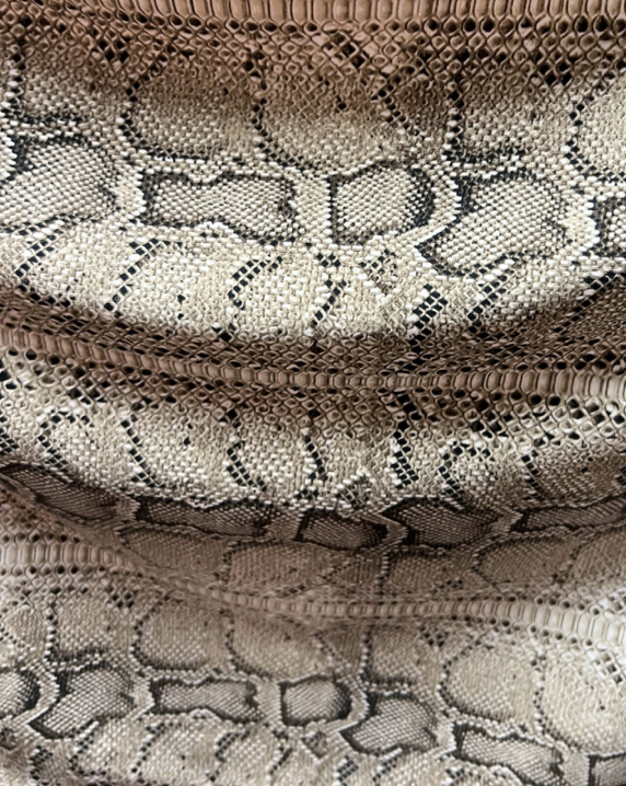 Exotic Snake skin design Natural/Brown print on poly spandex 4-way stretch 58/60”