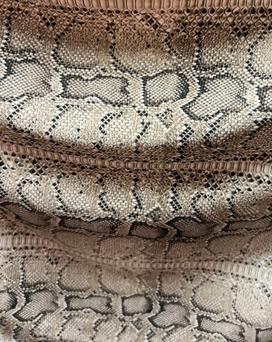 Exotic Snake skin design Natural/Brown print on poly spandex 4-way stretch 58/60”