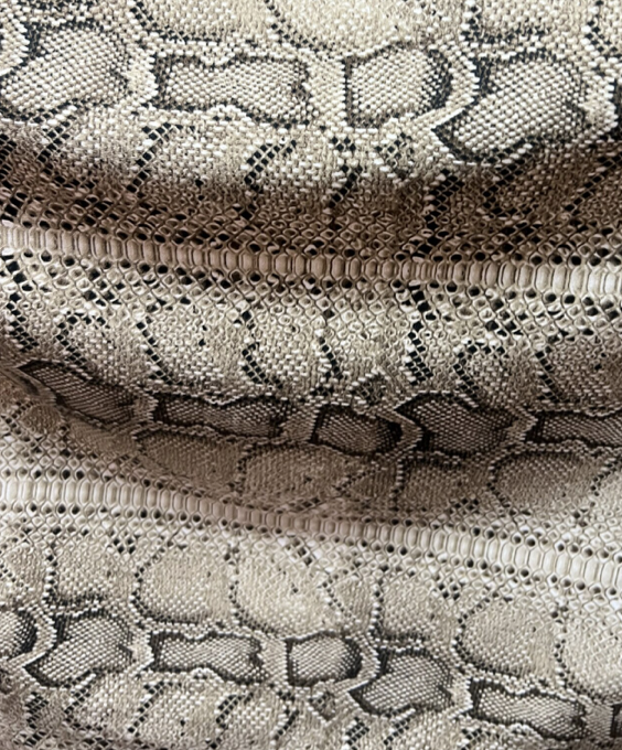 Exotic Snake skin design Natural/Brown print on poly spandex 4-way stretch 58/60”