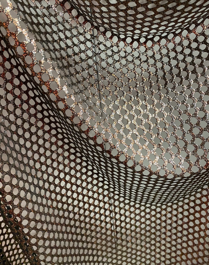 Skin snake design print on fishnet metallic diamond mesh 2-way stretch 58/60”