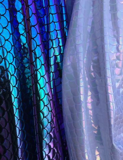 New iridescent mermaid fish Scales nylon spandex 4way Stretch 58/60"