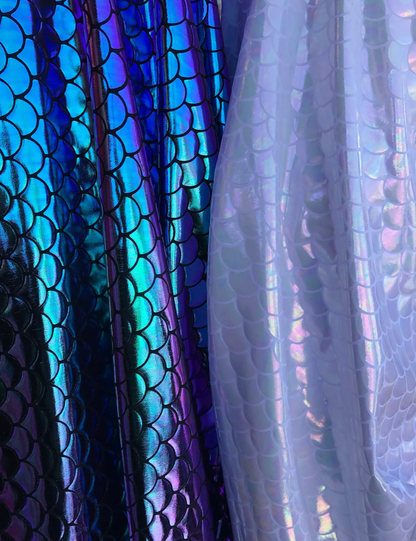 New iridescent mermaid fish Scales nylon spandex 4way Stretch 58/60"