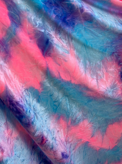 Cotton candy colors print on heavy stretch crushed velvet 4way stretch 58/60"