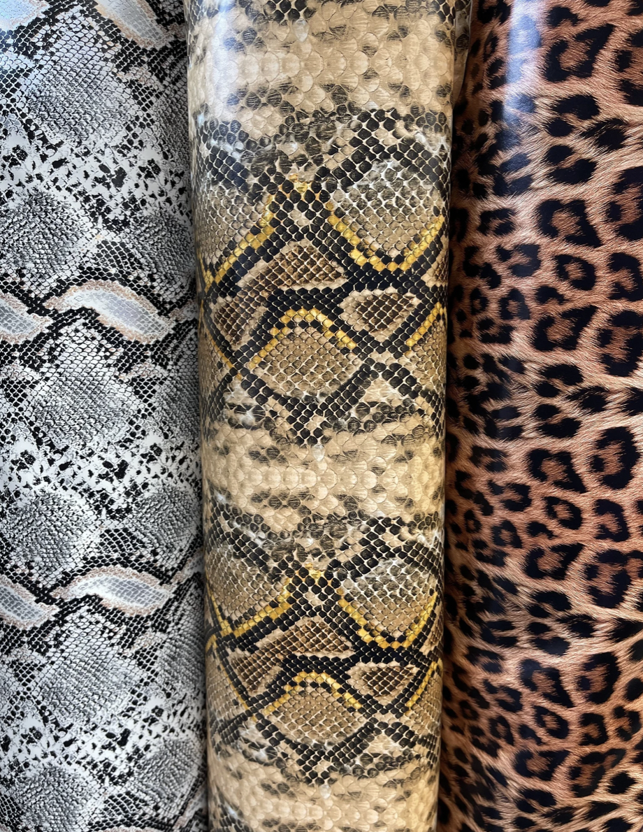 New Exotic animal print stretch shiny vinyl 2-way 58/60”