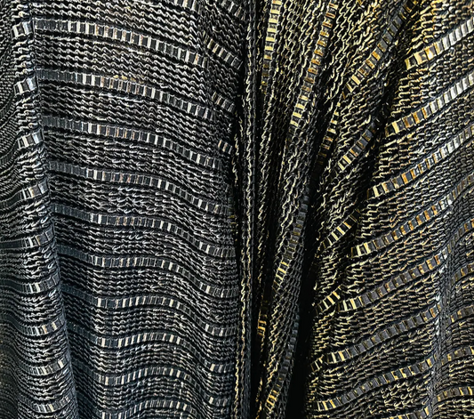 New metallic mesh chained design 2-way stretch 50/52” High quality fabrics by AlexLAFabrics