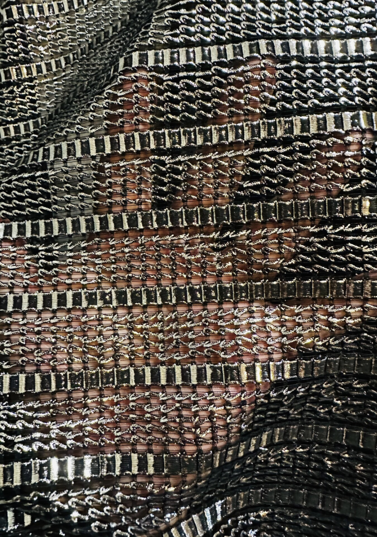 New metallic mesh chained design 2-way stretch 50/52” High quality fabrics by AlexLAFabrics