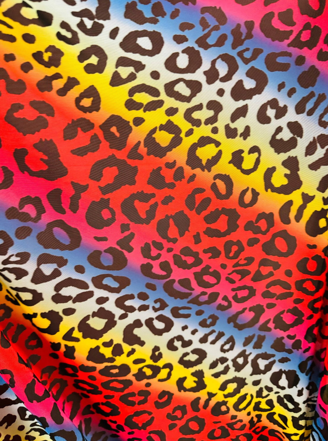 New Rainbow leopard design on stretch power mesh 4-way stretch 58/60”