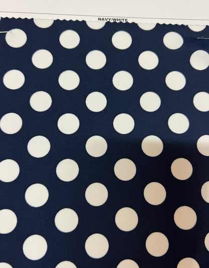 Polka dots design print on best quality of Matte nylon spandex 4-way stretch 58/60”