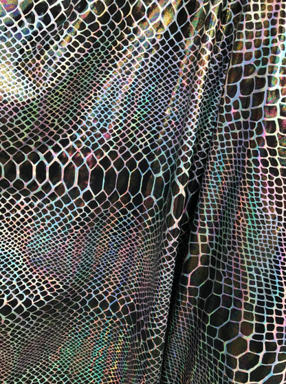 New nylon spandex COBRA design with iridescent hologram foil 4 Way Stretch 58/60"