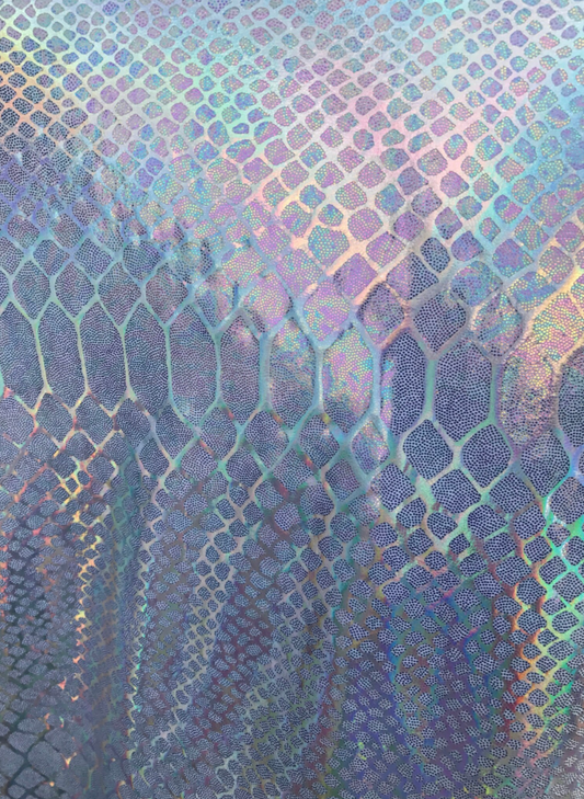 New nylon spandex COBRA design with iridescent hologram foil 4 Way Stretch 58/60"