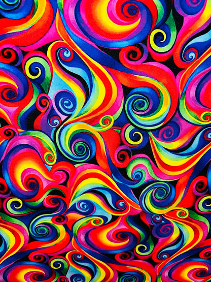 New Rainbow swirl abstract design print on great quality of nylon spandex 4-way stretch 58/60”