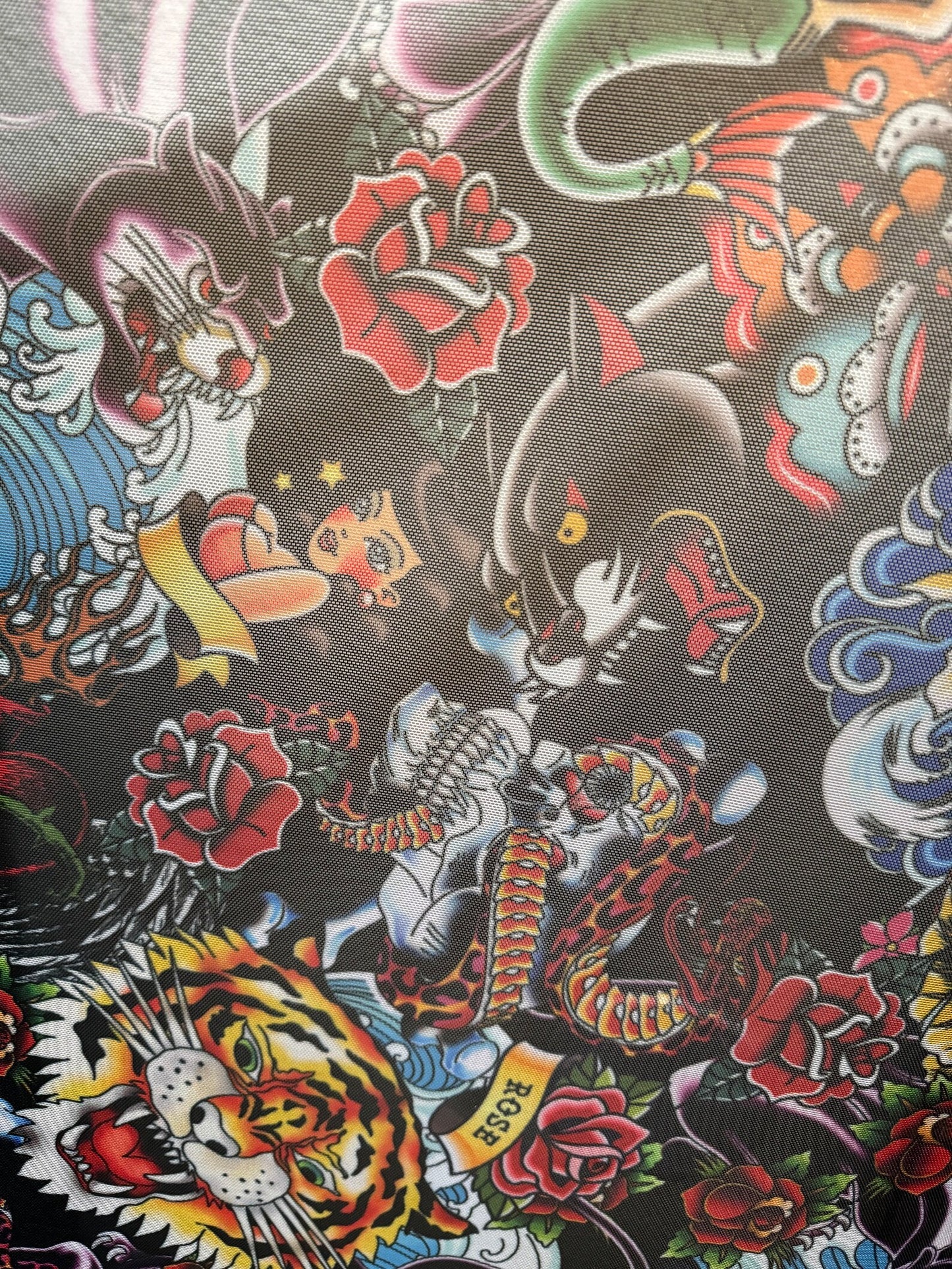 Japanese Tattoo design print on great quality of power mesh 4-way stretch 58/60”