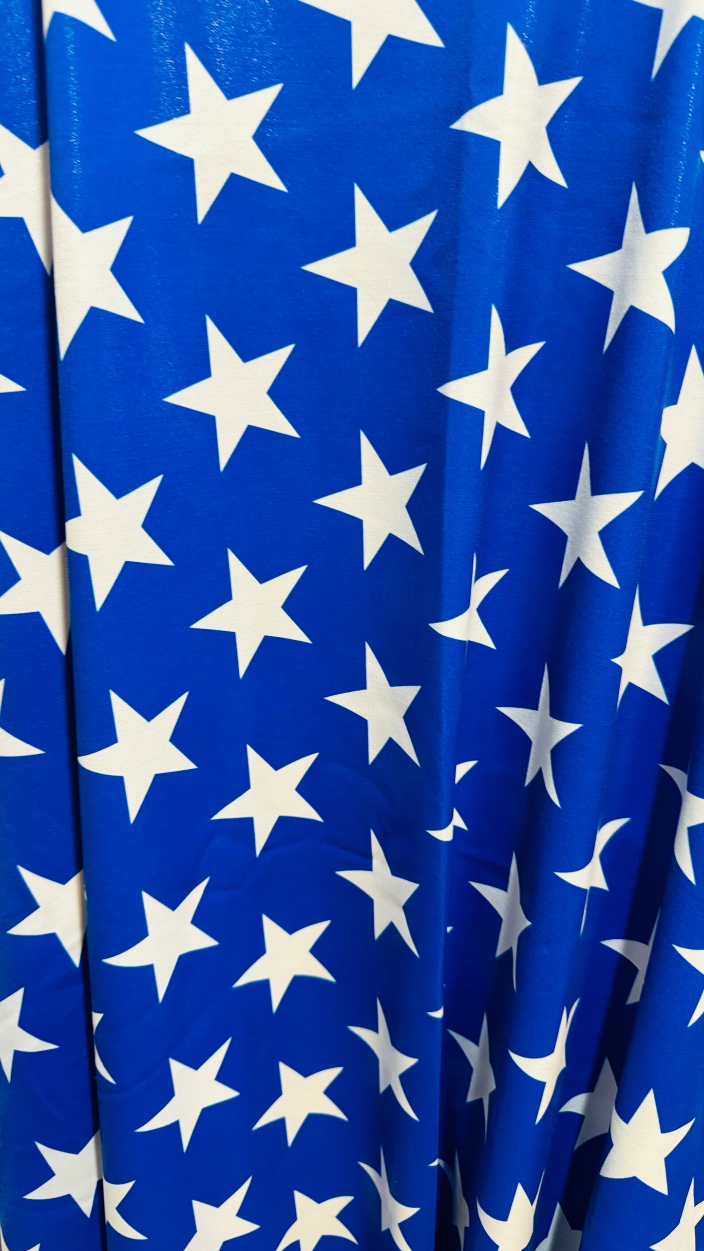 Freedom Stars and Stripes design on metallic nylon spandex with foggy foil all over 4-way stretch 58/60”