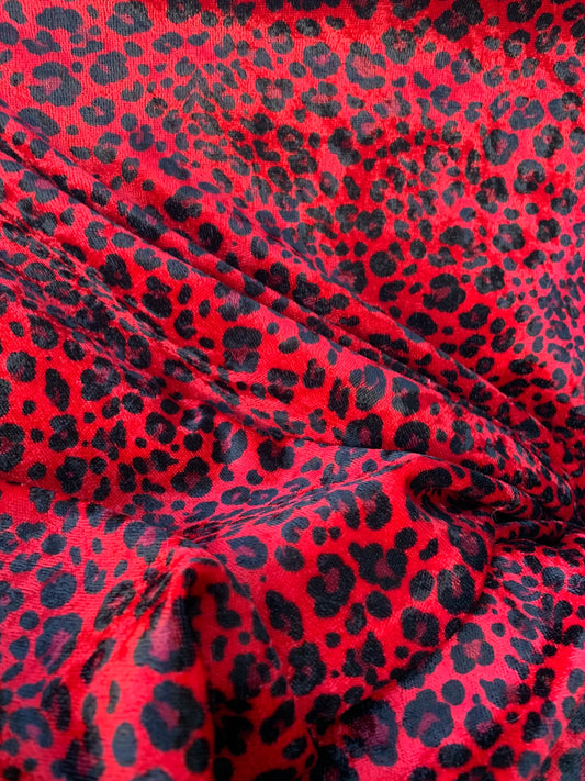 New Leopard design print on stretch velvet velour 2way stretch 58/60”