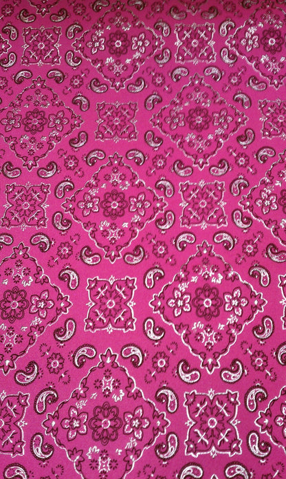 New metallic Bandana paisley design 4 Way Stretch 58/60” Sold by the YD. Ships worldwide from Los Angeles California USA.