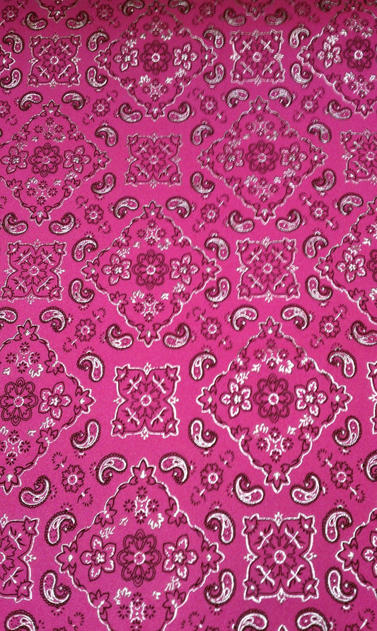 New metallic Bandana paisley design 4 Way Stretch 58/60” Sold by the YD. Ships worldwide from Los Angeles California USA.