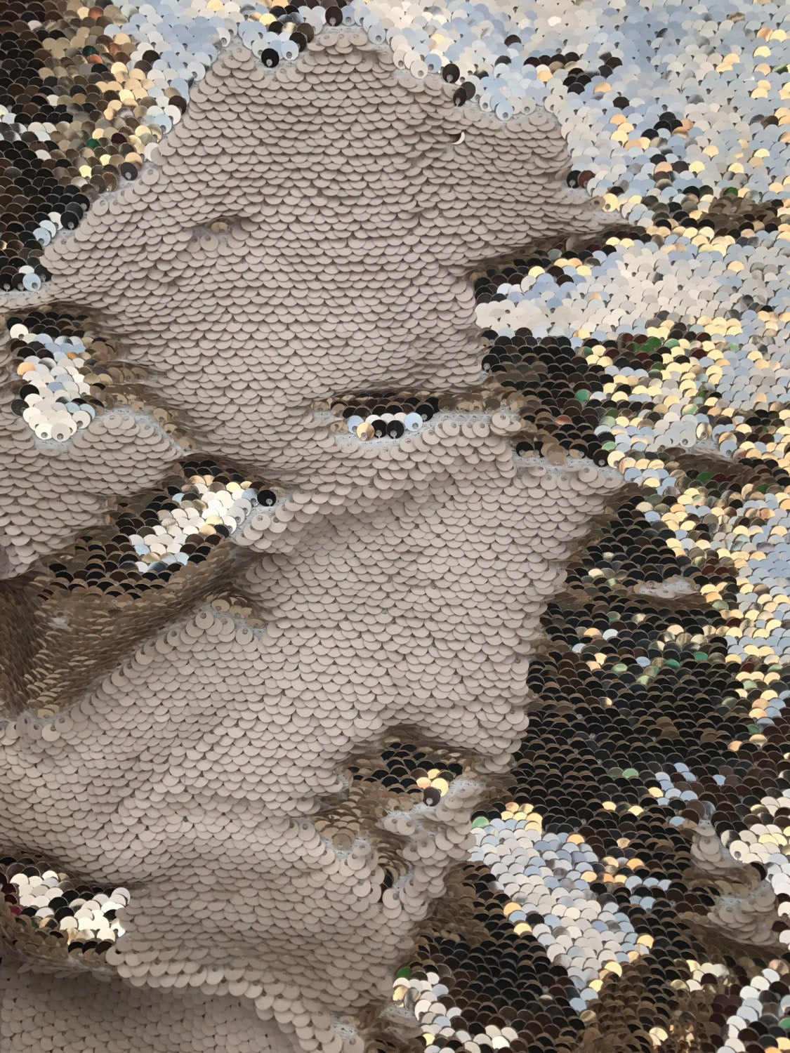 Flip up mermaid sequins with spandex base 58/60" sold by the yd. available by full roll. Ships from Los Angeles CA United States