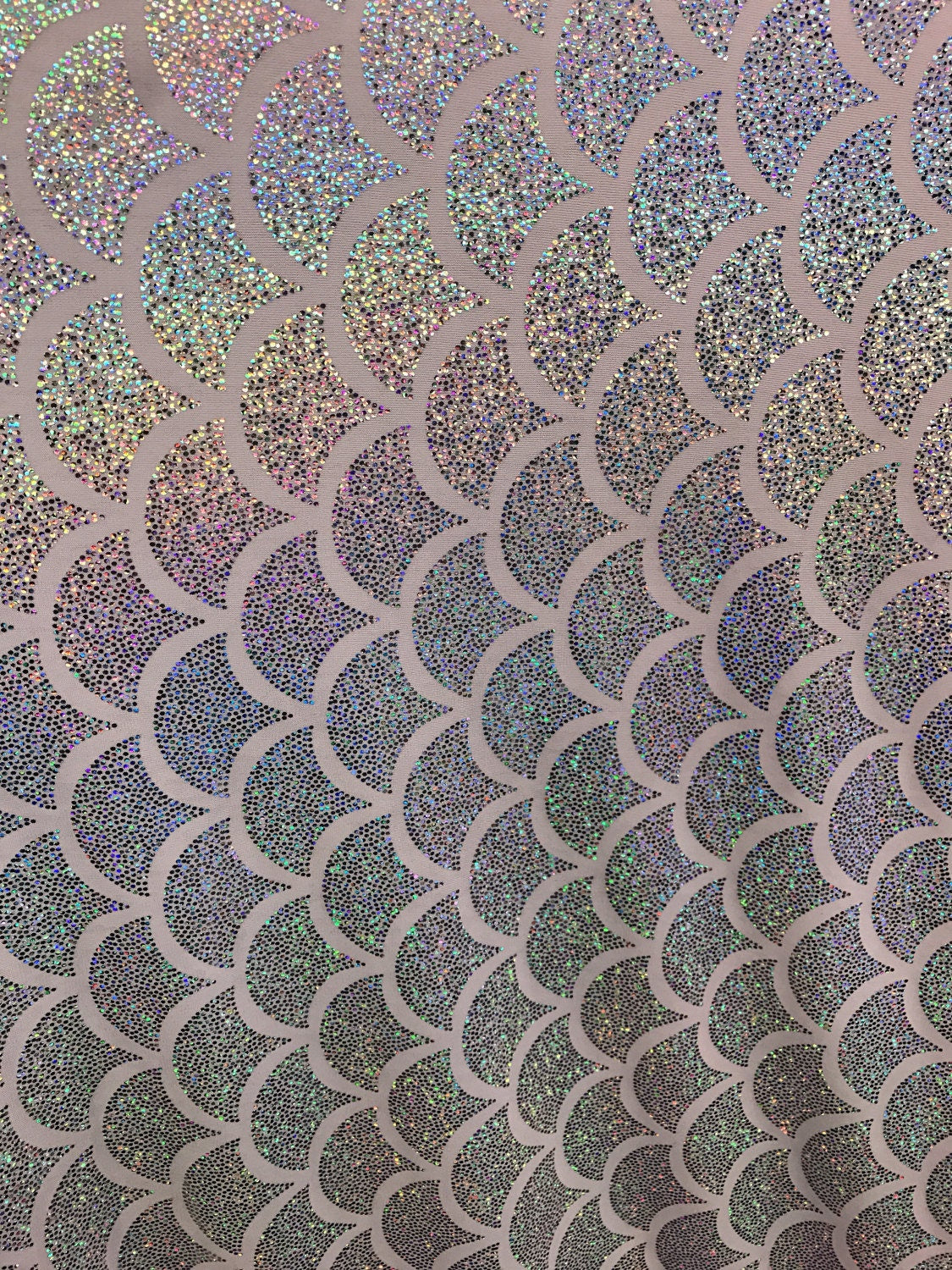 Big sirena design pink Hologram nylon spandex 4way 58/60" sold by the yd. Ships worldwide from Los Angeles California USA