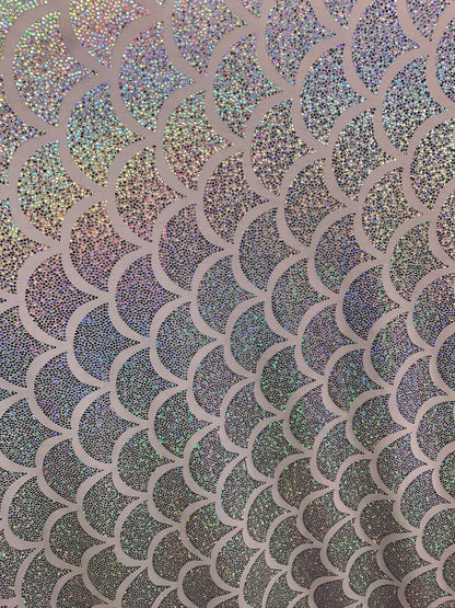 Big sirena design pink Hologram nylon spandex 4way 58/60" sold by the yd. Ships worldwide from Los Angeles California USA