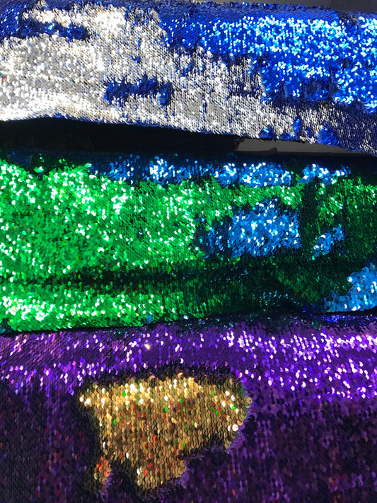New mermaid flip up sequins on spandex base Reversible Sequins 58/60" Sold by the yd. Ships worldwide from Los Angeles California USA