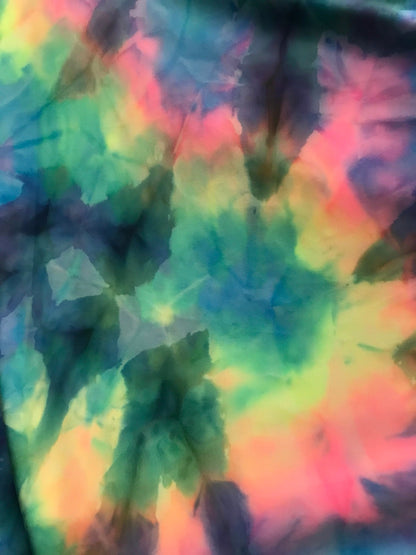 New tie dye nylon spandex 4way Stretch multicolor 58/60" sold by the yd. ships worldwide from Los Angeles California USA