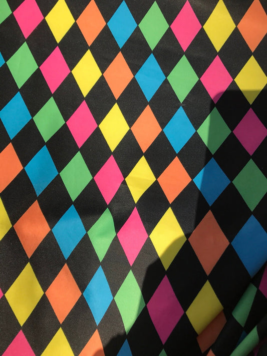 Harley queen design multicolor nylon spandex 4way Stretch 58/60" Sold by the YD. Ships worldwide from Los Ángeles California USA