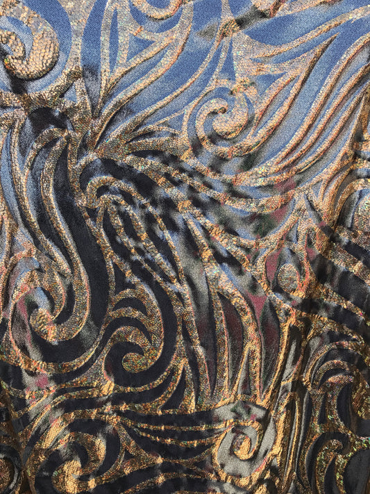 Swirl design on nylon heavy spandex 4way Stretch 58/60" Sold by the yd. Ships worldwide from Los Angeles California USA.