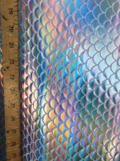 NEW iridescent white/silver fish Scale mermaid design metallic spandex 4way Stretch 58/60" Sold by the YD. Ships worldwide from Los Angeles