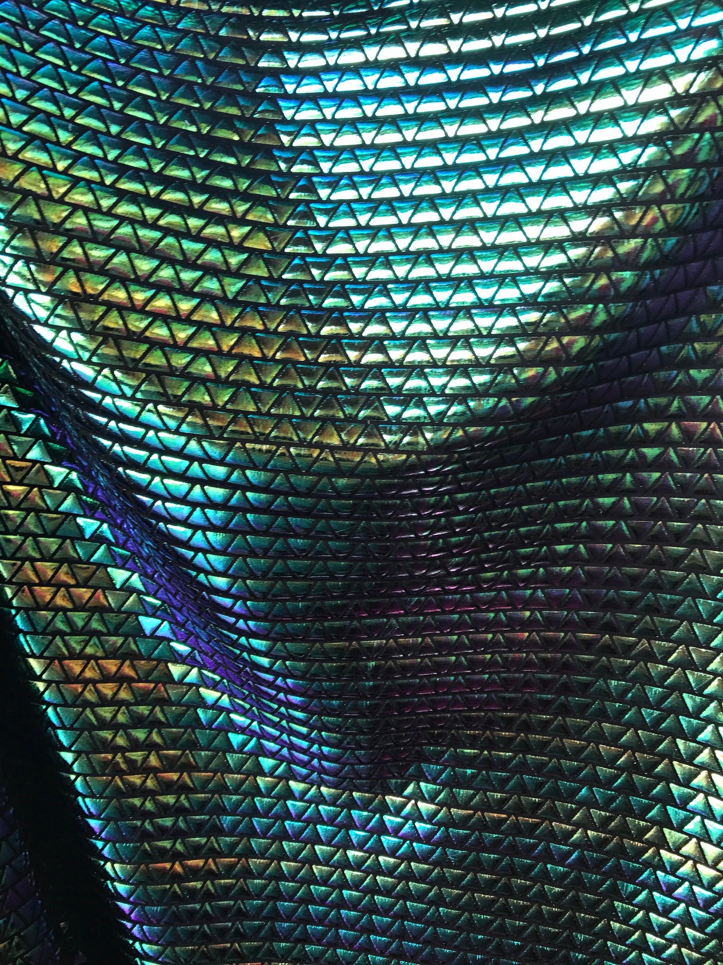 NEW triangle design metallic spandex 4way Stretch 58/60" Sold by the YD. Ships worldwide from Los Angeles California USA.