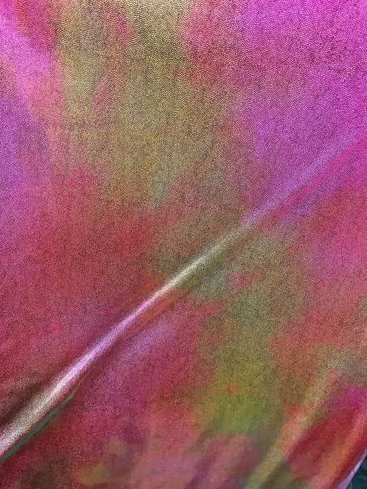 NEW tie dye foggy foil all over metallic Mistik nylon spandex 4way Stretch 58/60" Sold by the yd. Ships worldwide from Los Angeles CA
